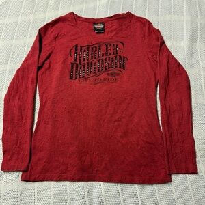 Harley-Davidson Women’s Red Long Sleeve Logo Shirt Bravado Live to Ride